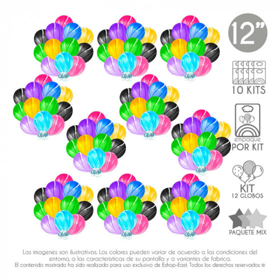 Diez sets de globos marmoleados mixtos