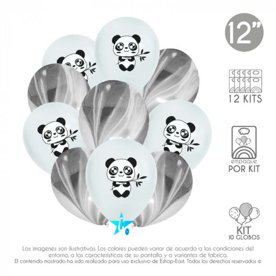 Sets de globos de látex de panda y marmoleados